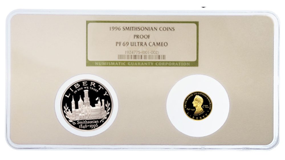Usa Smithsonian Commemorative Set 2 Coins 1996 Proof Gold And Silver Ngc Pf69ucam 8592